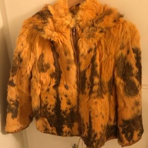 Rabbit fur jacket with removable hood